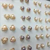 Mezcla aleatoria de colores de estilo, pendientes de perlas de agua dulce de oro rosa, pendientes blancos, morados, rosas, joyería de moda para mujer/niña