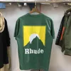 T Designer Rhude Shirt Mężczyźni kobiety swobodne wysokiej jakości bawełniane koszulki japońskie koszulki rhude szara zielona wysokiej jakości 001