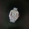 Orologio di lusso da uomo meccanico Es completamente ghiacciato con impostazione manuale VVS Moissanite Diamond Orologi da polso di marca svizzera di Ginevra