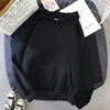 Solida överdimensionerade hoodies kvinnor kläder polyester blusar botten långärmad toppar lösa fick tröja flicka avslappnad tröja 220812