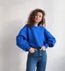 Luxe kwaliteit ruimte katoenen trui sweatshirt vrouwen extra grote solid kleur elektrische blauwe lente herfst Koreaanse tops 220722