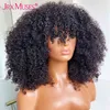 Afro Kinky Curly Bob Wigs Short Full Machine Made Wig With Bangs Glueless Brazilian Remy Human Hair For Black Women 220707