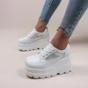 Dress Shoes White Wedge Sneakers Platform Breathable Hollow Chunky Heel Pumps Women HeelsDress