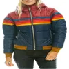 Parkas pour femmes Mode Femmes Fille Rainbow Stripe Zipper À Capuche Vêtements Rembourrés De Coton Version Coréenne Vintage Slim Survêtement Oversize XS-3XL