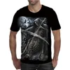 Мужские футболки модный череп графический 3D-печать футболка Men Summer O воротник улица с коротким рукава