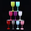 Copa de vino tinto de 10 oz Copas de vino de acero inoxidable 304 Stemware Copa de metal con aislamiento de doble pared con tapa Durable Drinkware Cooler Car Mug Cups con caja INS