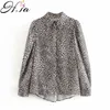 HSA Fashion Leopard Women Printing Tops Blush de manga comprida Camis Blusas Blusas Spring Camisa elegante Chic tops 210716