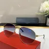 Najnowszy pilot Unisex Okulary przeciwsłoneczne High End Man Złote Szklanki Rama Niebieskie soczewki Powłoka Pokrywa skórzana klamra projektant Vintage Mężczyźni Kobiety okulary rozmiar 59 mm