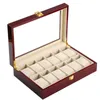 Watch Boxes & Cases 12 Slots Wood Case Red High Light Lacquer Storage Box Display Gift Deli22