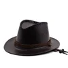 Basker män västra cowboy hatt 2022 faux läder gentleman jazz vintage cap vår höst hög kvalitet fiske hattar lyx mode sol