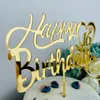 その他のお祝いのパーティー用品パーソナライズされたお誕生日おめでとうケーキトッパーカスタムエイジ16 20 30 50アクリルゴールデンデコレーション