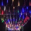 ديكور عيد الميلاد LED LED Meteor Shower Light Tube Tube String Waterproof Fairy Garden Decor