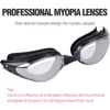 Bijziendheid Zwembril -1.0~-9.0 Waterdicht Anti Fog Zwembril Brillen Unisex Verstelbare Siliconen Zwembril Y220428