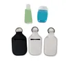 Porte-clés porte-désinfectant pour les mains en néoprène blanc, Mini bouteille de 30ml pour cadeaux de fête