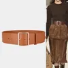 Belts Wide Cowskin For Women Gold Big Pin Buckle Waist Strap Dress Coat Luxury Genuine Leather Waistbands Soft Real Cow BeltBelts