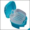 Förvaringslådor BINS HEMorganisation Housekee Garden Denture Bath Box Organizer Dental False Teeth With Hanging Net Container Cleaning CAS