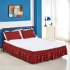 Three Layers Wrap Around Elastic Solid Bed Skirt Elastic Band Without Sheet Easy On/Easy Off Dust Ruffled Tailored Home el 220525