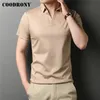 COODRONY Brand High Quality Summer Summer Cool Color Pure Casual Manga curta 100 camisa de pólo de algodão Men Slim Fit Roupas C5198S 220707