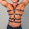 ブラジャーセットファッション男性調節可能なレザーボンデージストラップ胸クロップトップハーネスベルトパンクレイブ衣装セクシーなエキゾチックアクセサリーブラジャー
