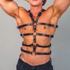 BH-set Mode Man Justerbar Läder Bondage Rem Bröst Crop Top Sele Bälte Punk Rave Kostymer För Sexiga Exotiska TillbehörBH:ar