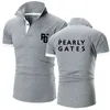 Pearly gates golfe verão moda masculina magro de manga curta camisa polo esportes camisa de golfe camisa de negócios lapela homem topo 220514