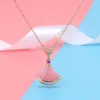 Petite jupe en forme d'éventail imitation sier collier femme clavicule chaîne Diamant 925 Argent 18K Or Rose Plaque cadeau