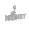 Pendentif de lettre de sac d'argent en argent en argent avec chaîne de corde Iced out cubic Zirconia Pendants Hip Hop Bijoux Hip Hop Gift Fomen Men7594436