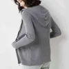 New Women's Knitted Sweater Spring And Autumn Fashion All-match Comfortable Hooded Long-sleeved Solid Color Zipper Cardigan Base L220706