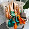 Spring 180 90cm Scarf Large Female Towel Winter Style Shawl Fashion Satin Print Sunscreen Bandanna Wrap Foulard Pareo Beach