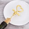 Apribottiglie in oro Tappo Set amore Confezione regalo Elegante apribottiglie a forma di cuore Cavatappi Champagne San Valentino Regali souvenir di nozze Bomboniera PRO232