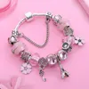 Charm Armbänder Romantische rosa Krone Herz Schlüssel Blume Armband Tibet Silber Eiffelturm Perle DIY Schmuck für Frauen PulseiraCharm Inte22