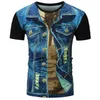 Camisa de verão de manga curta streetwear terno falso colete 3D moda engraçado terno falso smoking gravata borboleta 3D impresso camisetas masculinas 220407