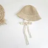 Cappello di paglia dell'arco di estate della neonata del nuovo merletto di modo Cappello della principessa di Panama dei bambini della spiaggia