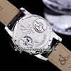 BZF Astronomia Tourbillon Swiss Quartz Mens Watch Rose Gold Steel Case Sky Skeleton 3D Globe Dial won't spin Brown Leather 282296