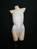 5 färger glittrande guld strass Tassel bodysuit Leotard Dance Wear Women's Celebrate Female Singer Crystals Costume 220322302T