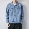 Legible Spring Autumn Jean Jacket Men Casual Loose Denim s Male Solid Turn Down Collar for Man