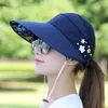 Simplewomen Summer Sun Hats Pearl Pearlable Sun Visor con cabezas grandes de ancho Girls Beach Beach Protection UV Cap 220702