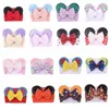 Karikatür Payetli Fare Kulakları Kafa Büyük Saç Yay Bantlar Headwrap Kumaş Elastik Ilmek DIY Bows ile Bebek Geniş Cadılar Bayramı Hairbands