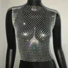 Shiny Tank Top Women Sexy See Through Grid Patchwork Hollow Out Sleeveless Crop Fashion Clubwear Lady s 220318