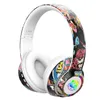 bluetooths Headphones cool graffiti LED light-emitting headphones can be inserted into the card mobile computer universal