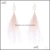 Dangle Chandelier Earrings Jewelry Badu Vintage Feather Earring For Women Long Light Weight 4 Colors Holiday Spring Fashion Gift Drop Deli
