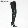 Sorbern Custom Extreme Long Boot 95Cm Crotch High Plus Size 46 Boots Women Lace Up Stiletto Boots Unisex Personalized Calf Width
