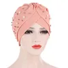 Beanie/Totenkopfkappen im europäischen und amerikanischen Stil mit Perlen, einfarbig, Perlenkopfkappe, Turban, muslimische Baotou-Mützen für Frauen, Beanie/Totenkopf Elob22