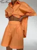 Kvinnors spårdräktskjorta Shorts Två stycken Set Ordized Short Sleeve Top och Mini Outfit Female Summer Lady Suits 220602