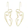 Boucles d'oreilles en fil de forme de corps féminin de liberté originale 2021 boucles d'oreilles abstraites de corps de dame de visage pour les femmes grandes boucles d'oreilles de déclaration G220312