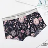 Underpants Men's Underwear Summer Ice Silk Boxer Shorts Men Casual Fashion Flowers Printed Seamless Male PantiesUnderpants