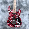 Guitarra eléctrica Edward Eddie Van Halen Black White Stripe Red Heavy Relic Mástil de arce, Floyd Rose Tremolo 21 trastes