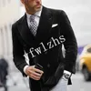 Handsome Double-Breasted Groomsmen Peak Lapel Groom Tuxedos Men Suits Wedding Prom Man Blazer ( Jacket+Pantst+Tie) Y382