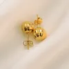 18K Jaune d'oreille d'oreille d'or fin Fine Solid Solid Round Ball Beads Lage Piercing Boucles d'oreilles NEW9386375