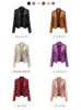 2022 Nya kvinnor Spring Autumn Leather Jacket Stäng av kragen långärmad smal tunn liten kappbiker kostym l220801